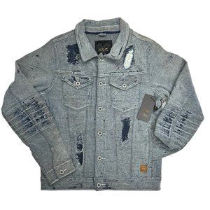 A. Tiziano Freddie Fly Knit Style Denim Jacket (L)